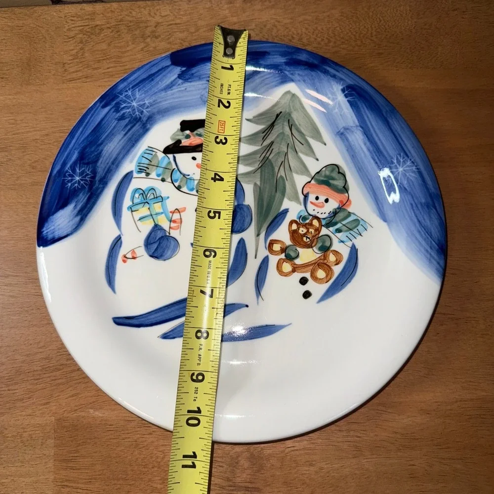 Tabletops Unlimited Winterland Christmas Snowman Dinner Plates Set of 2 10.5